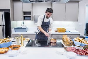 Michael Fisher doing a cooking demo