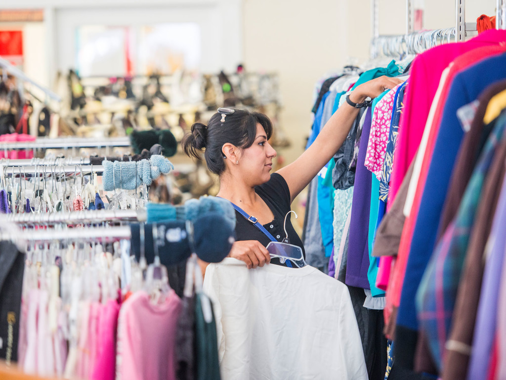 woman shopping at hazel hawkins thrift store